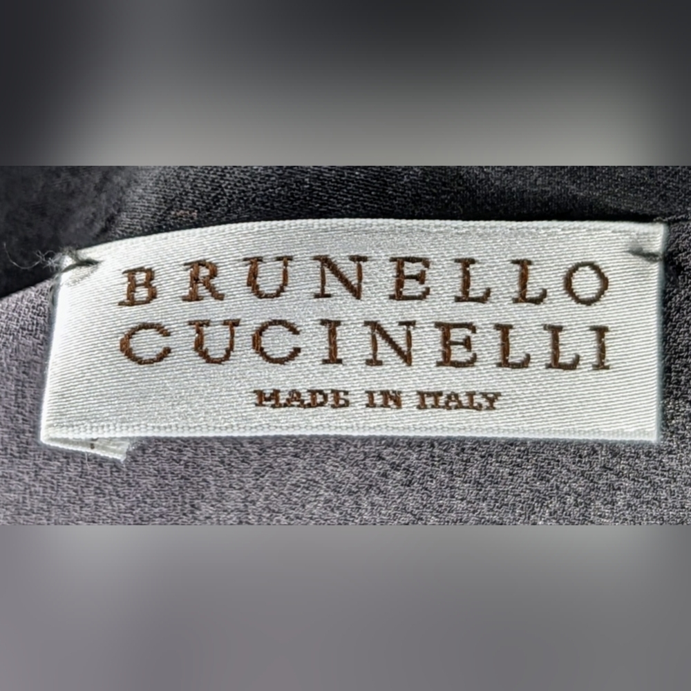 Brunello Cucinelli • Monili Silk Maxi Dress in Charcoal Size Large - Picture 5 of 7